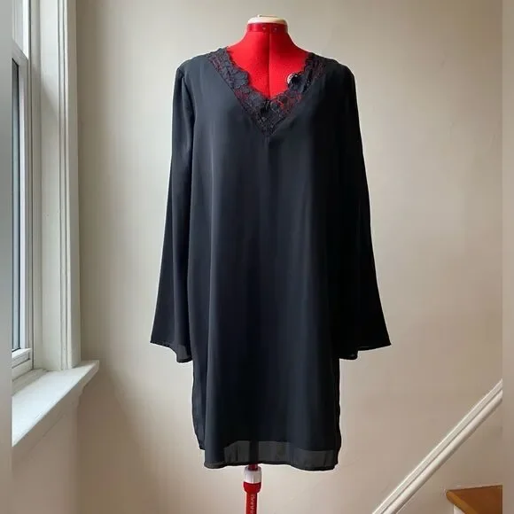 NWT Tom Tailor Black Sheath Dress with Bell Sleeves​ - Picture 2 of 15